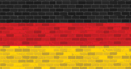 germany. german flag illustration design graphic over a brick wall backgroundのイラスト素材