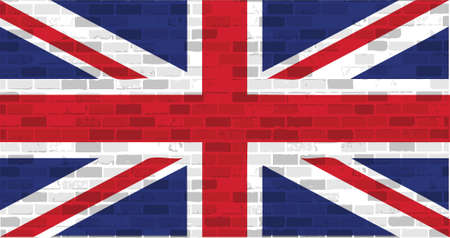 uk flag illustration design graphic over a brick wall backgroundのイラスト素材