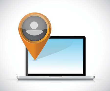 laptop and avatar pointer illustration design over a white backgroundのイラスト素材