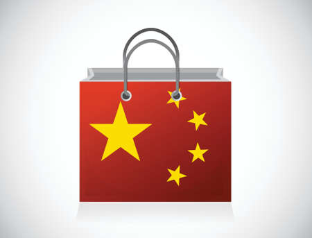 china flag shopping bag illustration design over a white backgroundのイラスト素材