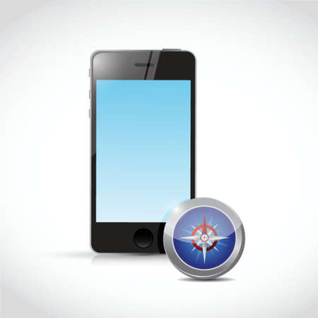 smartphone compass illustration design over a white backgroundのイラスト素材