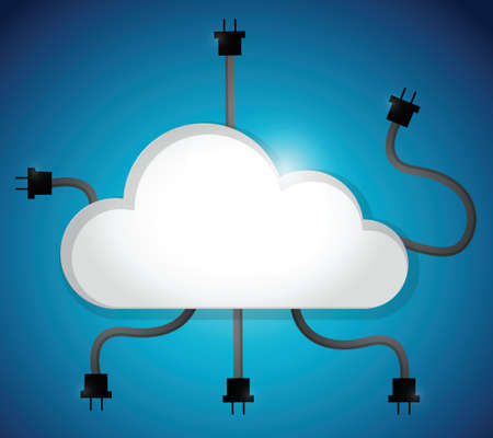 cloud computing cable connection. illustration design over a blue backgroundのイラスト素材