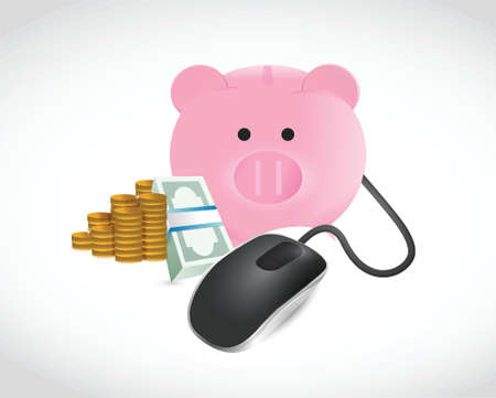 piggybank money and coins illustration design over a white backgroundのイラスト素材