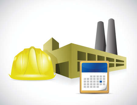 factory helmet and calendar illustration design over a white backgroundのイラスト素材
