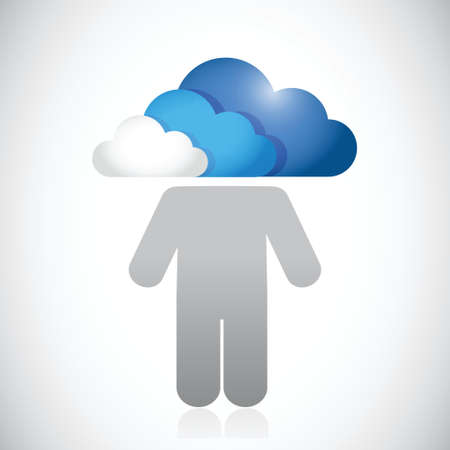 avatar with a cloud head. illustration design over a white backgroundのイラスト素材
