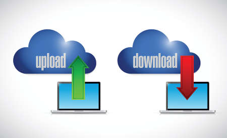 upload and download files from a cloud. illustration design over a white backgroundのイラスト素材