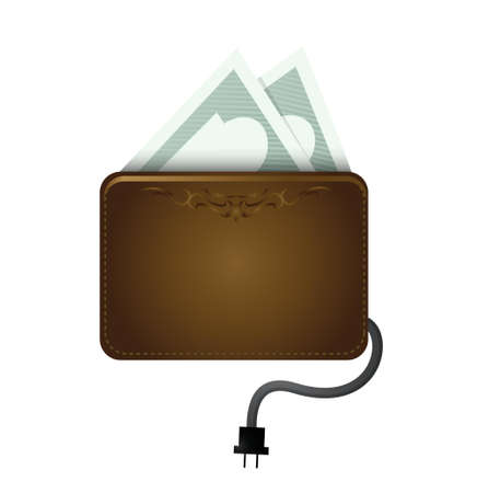 money wallet and cable illustration design over a white backgroundのイラスト素材