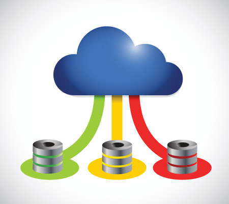 cloud computing computer servers color connection. illustration design over a white backgroundのイラスト素材