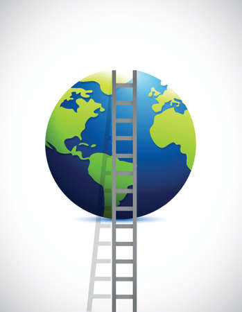 ladder and globe. illustration design over a white backgroundのイラスト素材