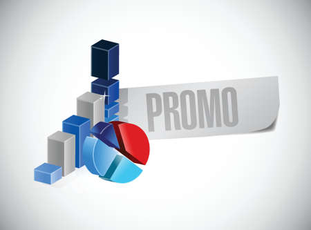 business graphs promo sign illustration design over a white backgroundのイラスト素材