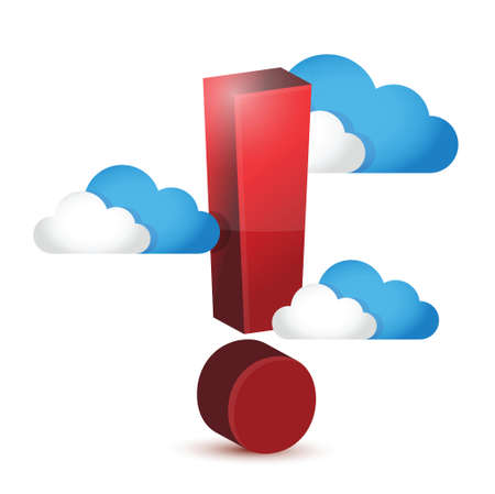 exclamation symbol around clouds. illustration design over a white backgroundのイラスト素材