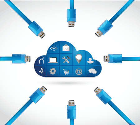 cloud computing storage connection network. illustration design over a white backgroundのイラスト素材