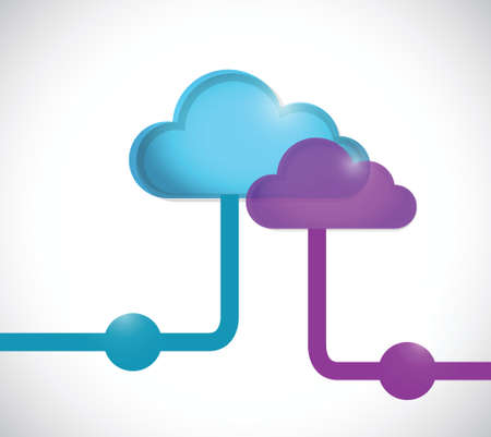 color cloud computing link network illustration design over a white backgroundのイラスト素材