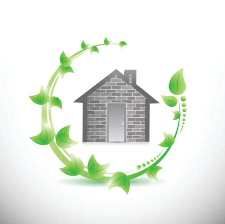leaves and home illustration design over a white backgroundのイラスト素材