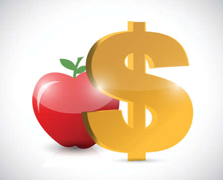 apple and dollar sign illustration design over a white backgroundのイラスト素材