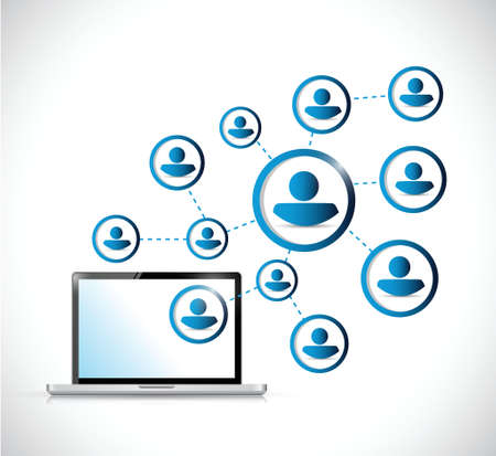 laptop and social media network illustration design over a white backgroundのイラスト素材