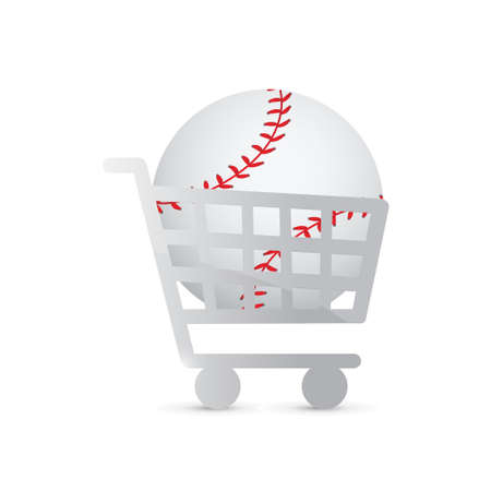 shopping cart and baseball. illustration design over a white backgroundのイラスト素材