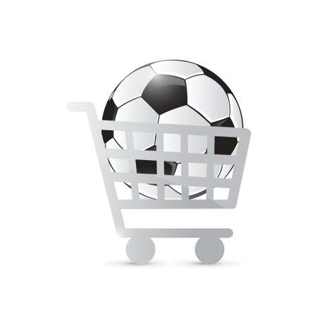 shopping cart and soccer illustration design over a white backgroundのイラスト素材