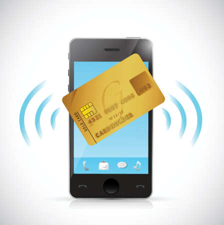 smart phone and credit card shopping concept. illustration design over a white backgroundのイラスト素材
