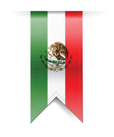 mexico flag banner illustration design over a white backgroundのイラスト素材
