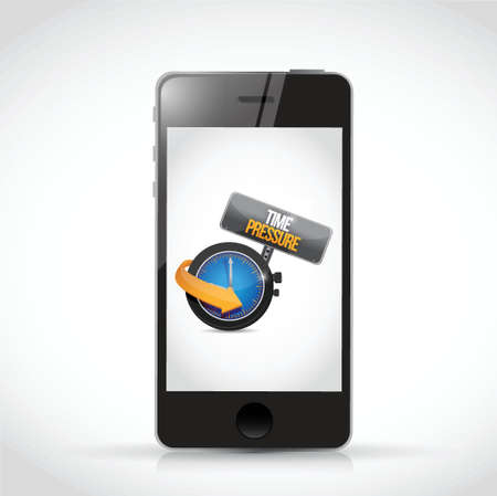 phone and time pressure sign illustration design over a white backgroundのイラスト素材