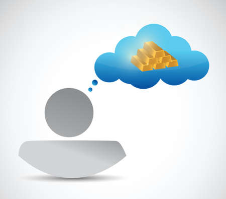 avatar and and gold in cloud illustration design over a white backgroundのイラスト素材