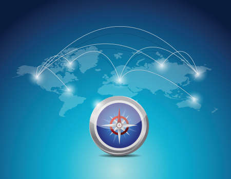 world map connection network illustration design over a blue backgroundのイラスト素材