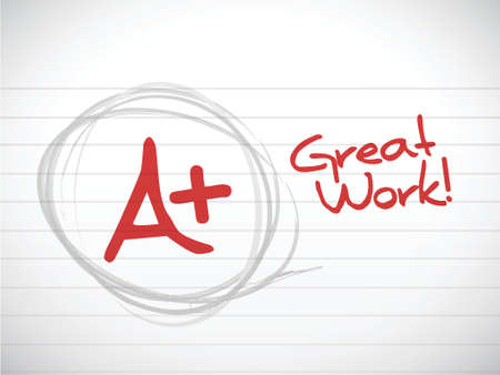 a plus grade. great work. illustration design over a white backgroundのイラスト素材