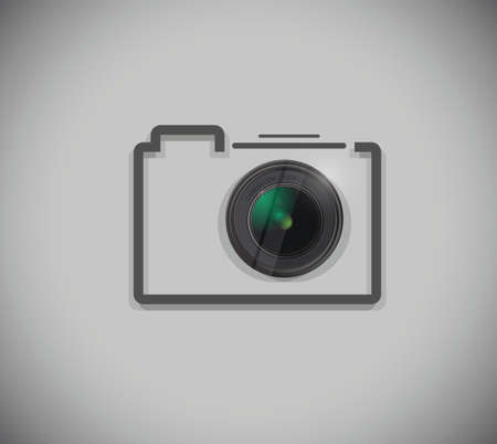 camera and lens illustration design over a grey backgroundのイラスト素材