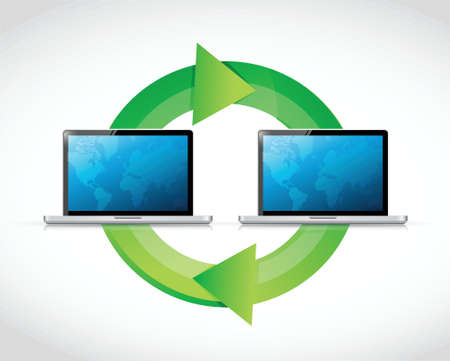 computer laptop cycle illustration design over a white backgroundのイラスト素材