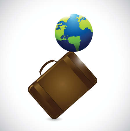 suitcase and globe illustration design over a white backgroundのイラスト素材