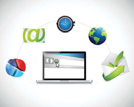 technology web solutions for marketing. illustration design over a white backgroundのイラスト素材