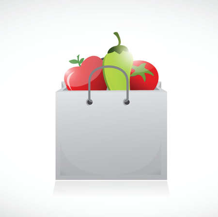 veggies and shopping bag illustration design over a white backgroundのイラスト素材