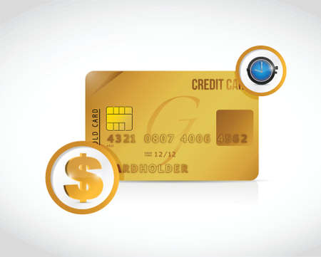 credit card money and time concept illustration design over a white backgroundのイラスト素材