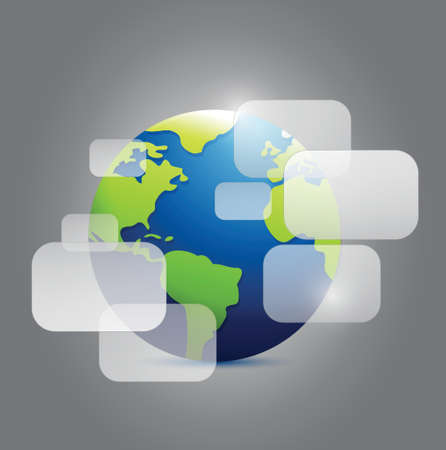 globe and transparent boxes illustration design over a grey backgroundのイラスト素材