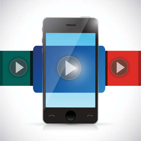 phone video display illustration design over a white backgroundのイラスト素材
