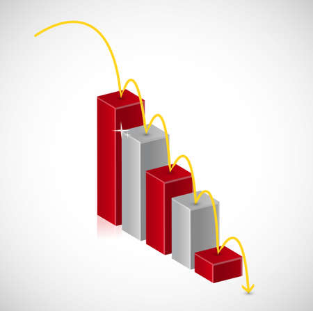 falling red business graph illustration design over a white background