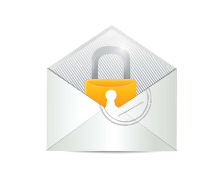 envelope and lock illustration design over a white backgroundのイラスト素材