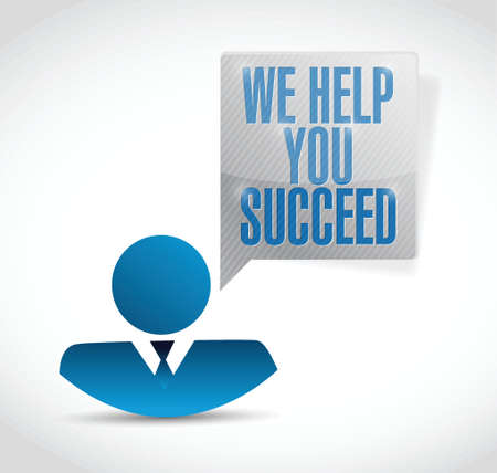 we help you succeed avatar message illustration design over a white backgroundのイラスト素材
