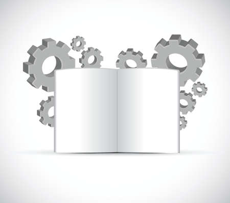 industrial gears and book illustration design over a white backgroundのイラスト素材