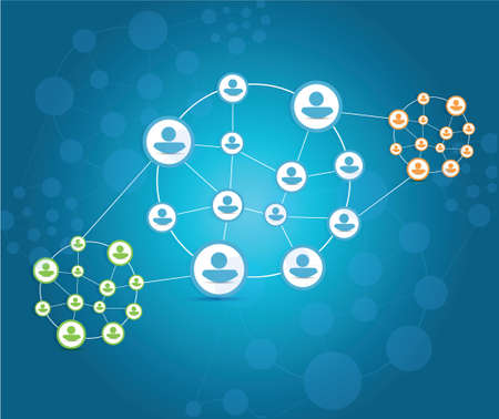 business teams cycle connection illustration design over a blue backgroundのイラスト素材