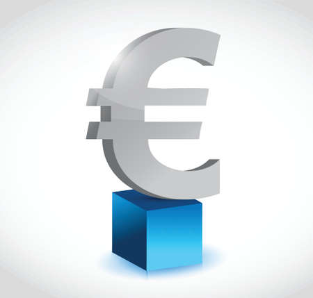 euro currency symbol over a cube illustration design over a white backgroundのイラスト素材