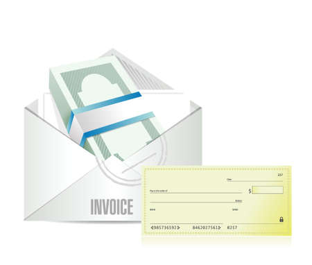 invoice envelop and check illustration design over a white backgroundのイラスト素材