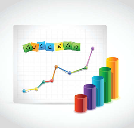 success graphs illustration design over a white backgroundのイラスト素材