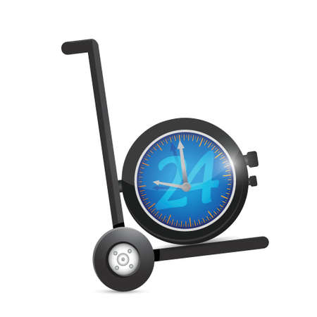 24 hour service watch on a dolly. illustration design over a white backgroundのイラスト素材