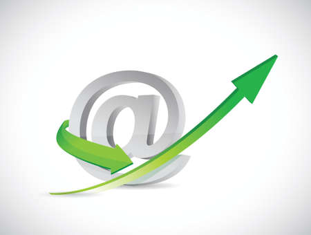 internet at symbol and up arrow. illustration design over a white backgroundのイラスト素材