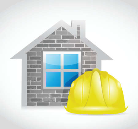 house and construction helmet illustration design over a white backgroundのイラスト素材