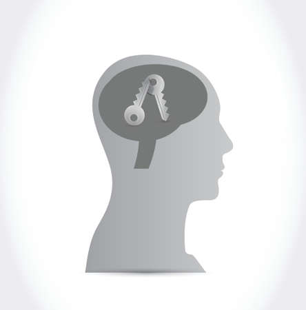 head and keys. illustration design over a white backgroundのイラスト素材