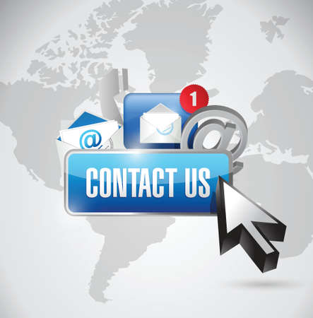 contact us button and icons illustration design over a white backgroundのイラスト素材