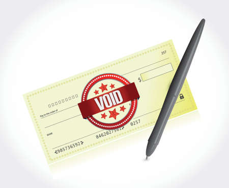 void bank check and a pen illustration design over a white backgroundのイラスト素材